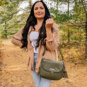 Poppy and Peonies olive “Downtown” crossbody